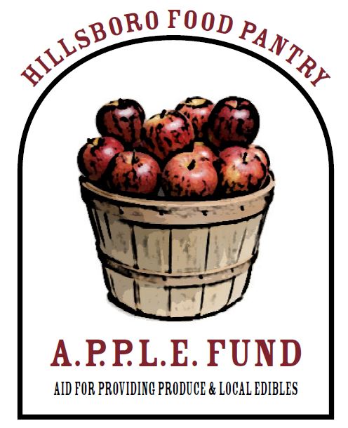 APPLE FUND LOGO2 Basket of apples with Hillsboro Food Pantry text.